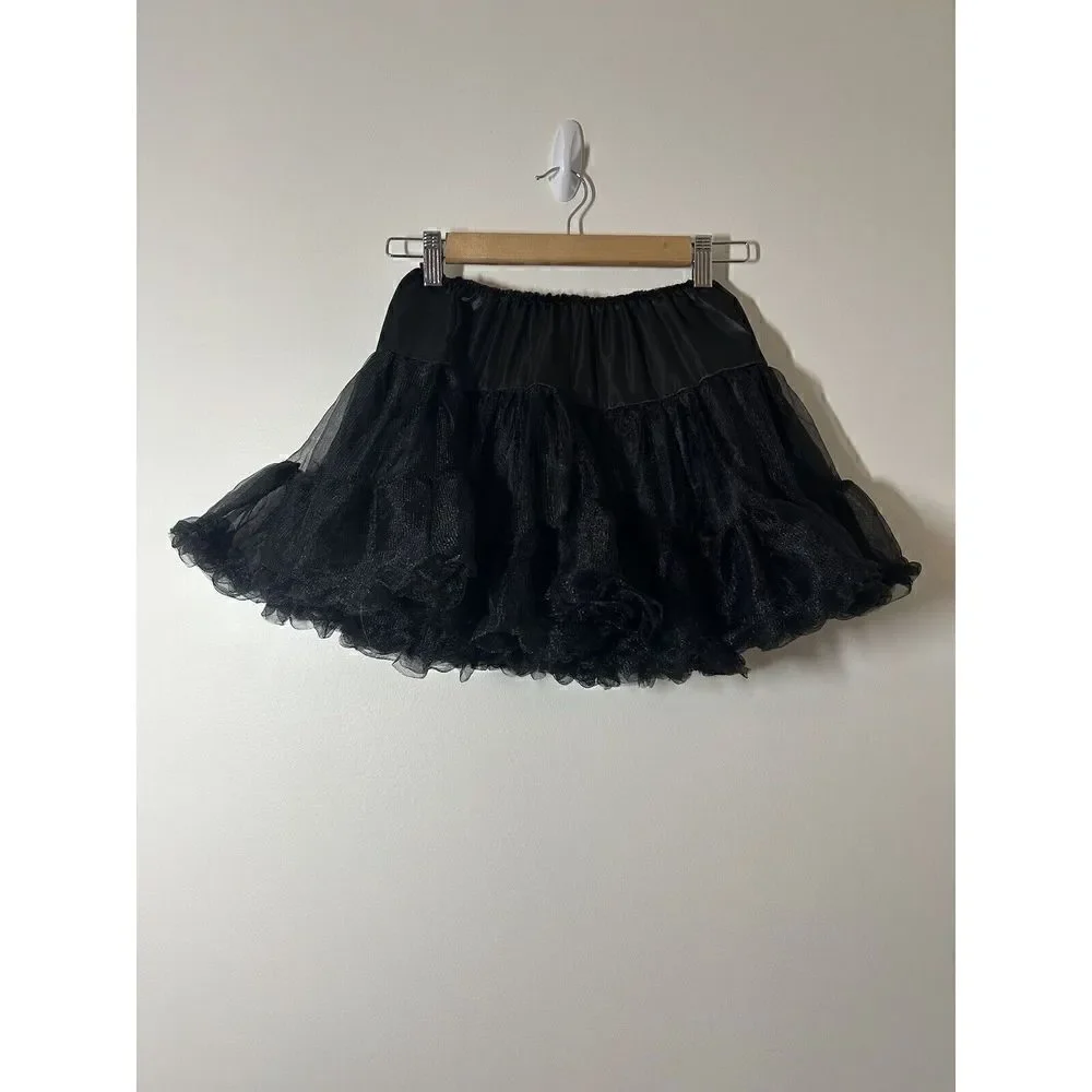 Halloween Tutu Girl's One Size Fits Most Black Elastic Waist Tulle Skirt
